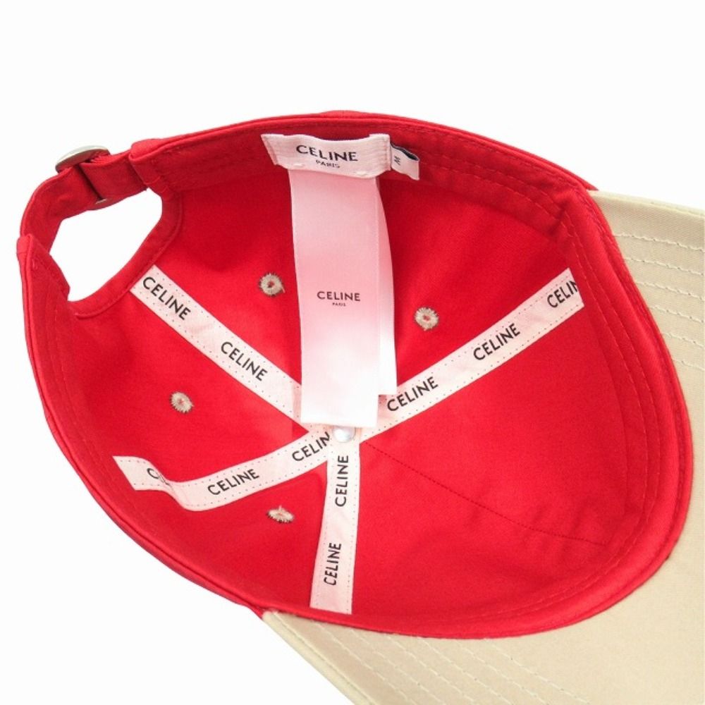 Celine Baseball Cap Hat 6 Panels Clogo Red Beige