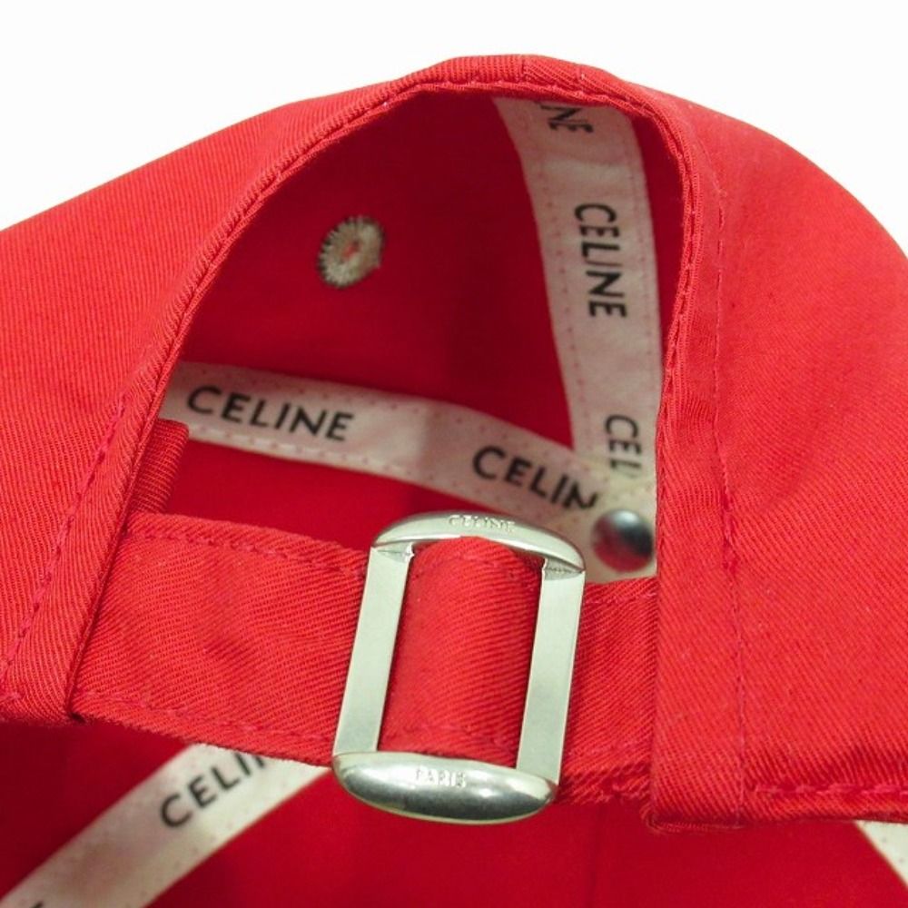 Celine Baseball Cap Hat 6 Panels Clogo Red Beige
