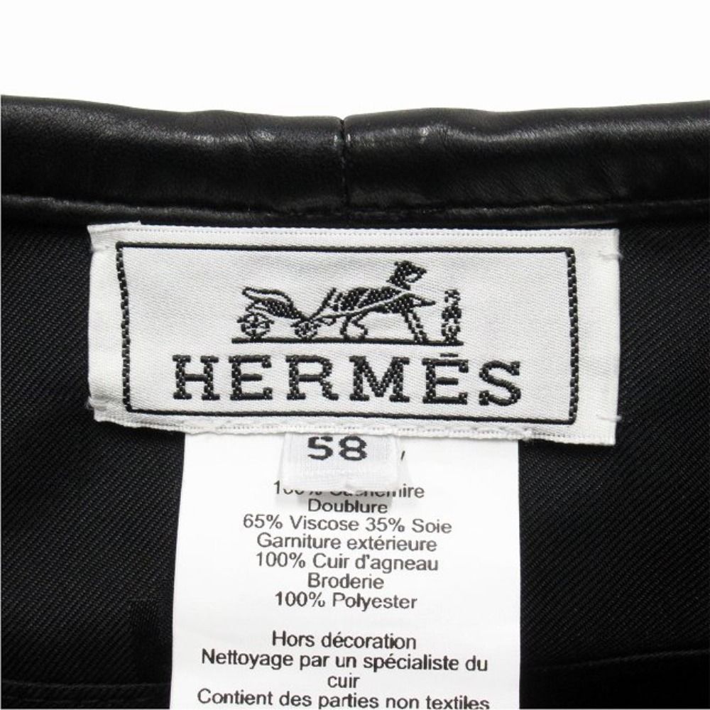 Hermes Saint Honore Cashmere Beret Hat Cap Chaine D'ancre Logo Embroidery 58