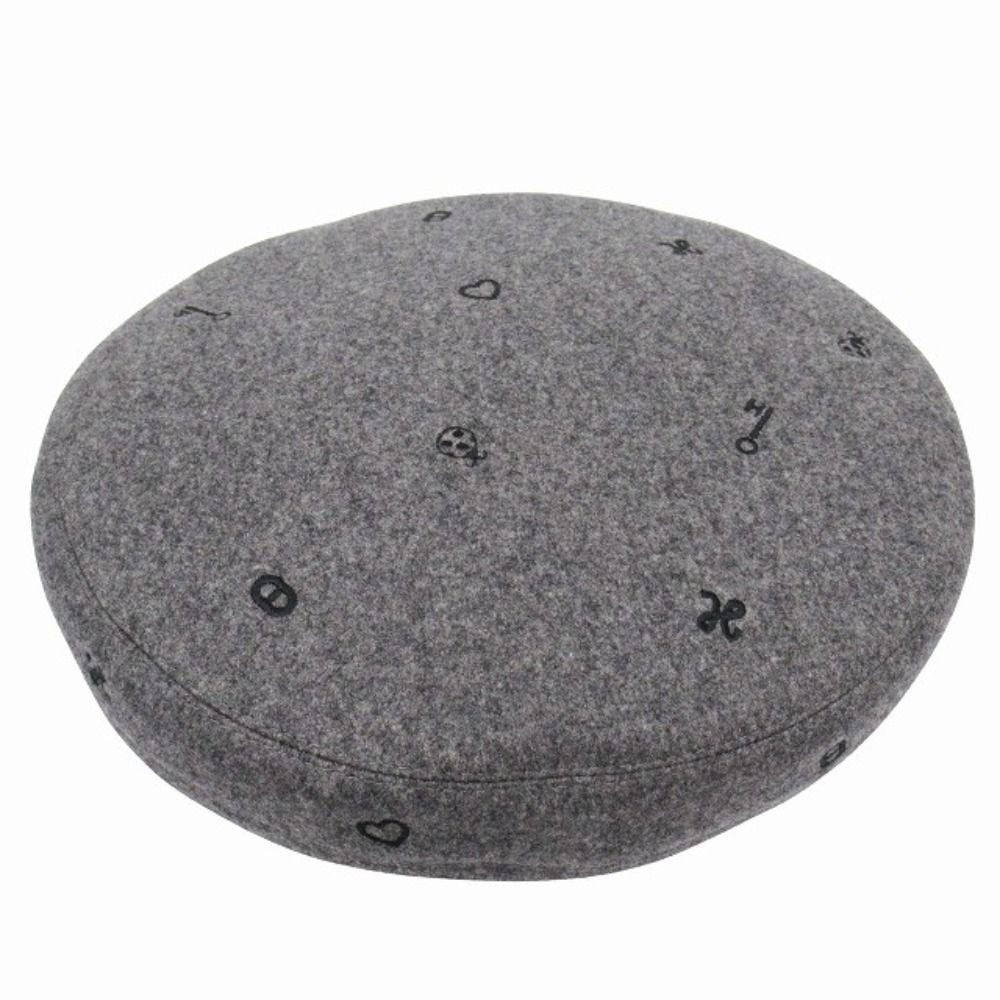 Hermes Saint Honore Cashmere Beret Hat Cap Chaine D'ancre Logo Embroidery 58