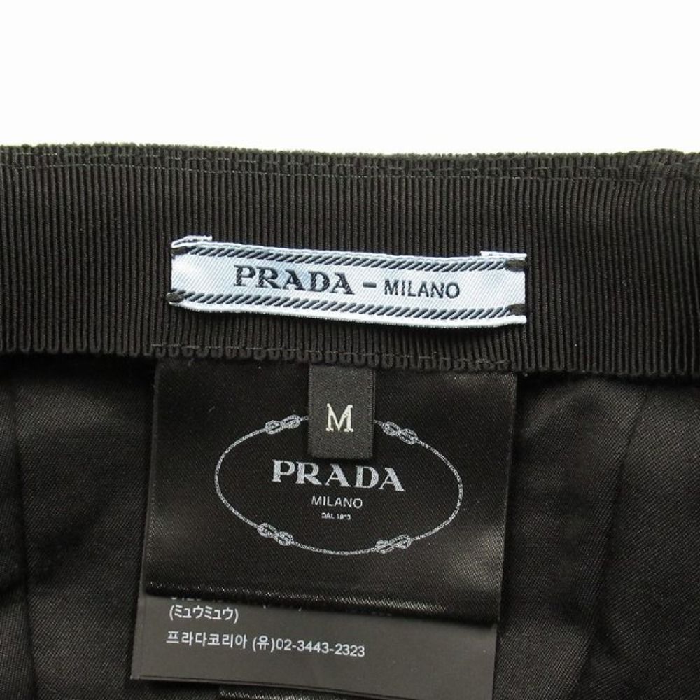 Prada Velvet Baseball Cap Hat Triangle Logo M Black