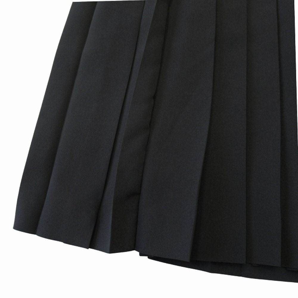 Miu Miu Waist Logo Band Easy Pleated Long Skirt Side Zip 38 Black