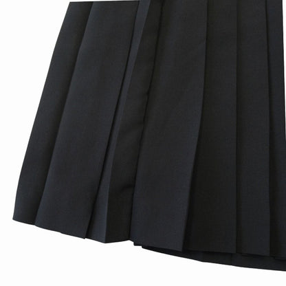 Miu Miu Waist Logo Band Easy Pleated Long Skirt Side Zip 38 Black