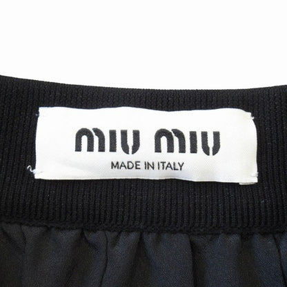 Miu Miu Waist Logo Band Easy Pleated Long Skirt Side Zip 38 Black