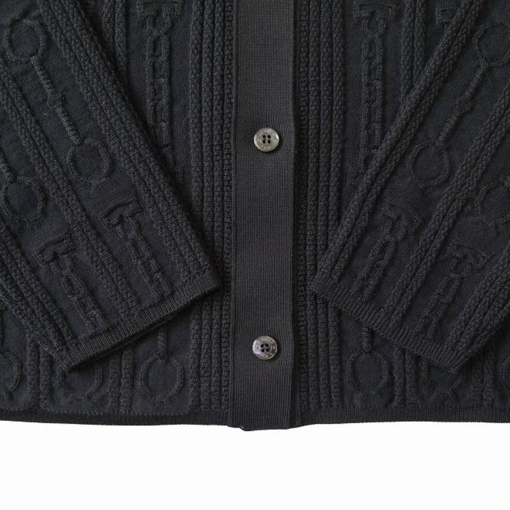 Hermes Effet Kaleidoscope Effect Knit Shirt Cardigan Long Sleeve 36 Black