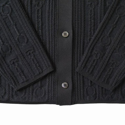 Hermes Effet Kaleidoscope Effect Knit Shirt Cardigan Long Sleeve 36 Black