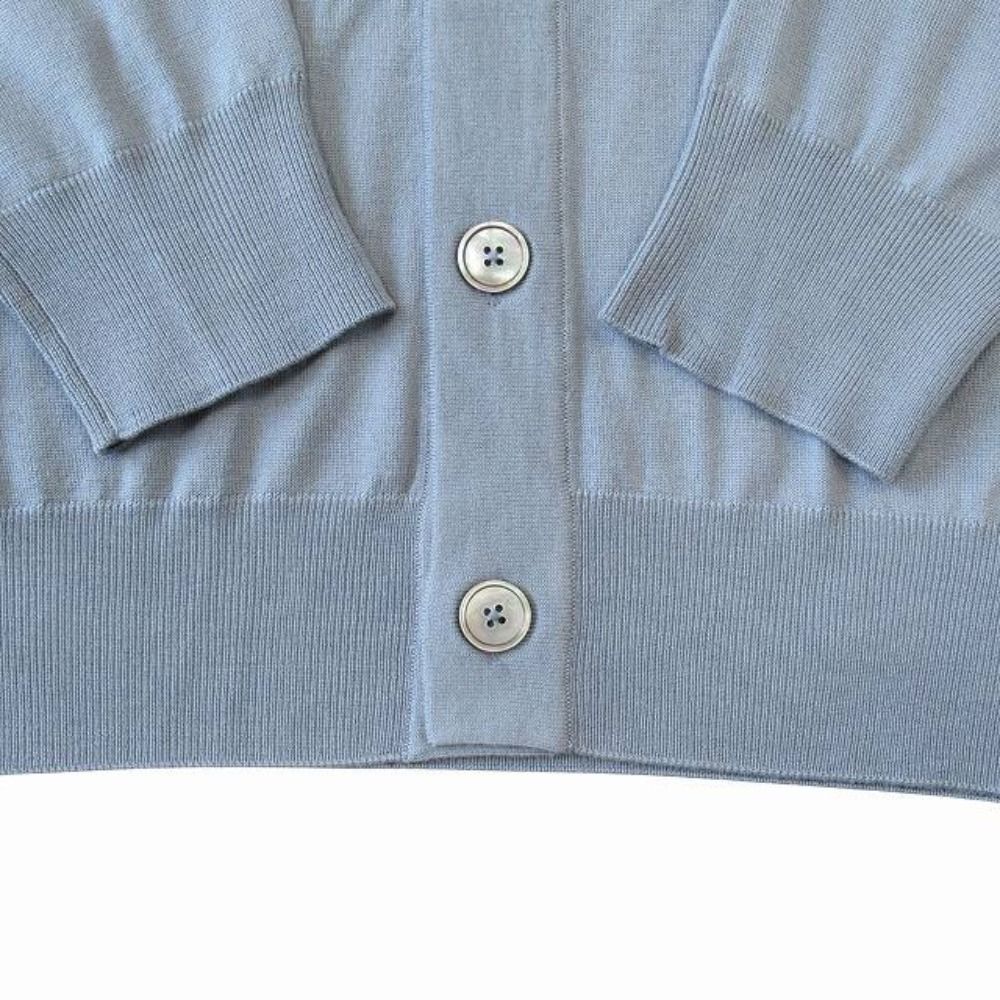 Hermes Wool Knit Cardigan Top Long Sleeve Logo Lightweight S Light Blue