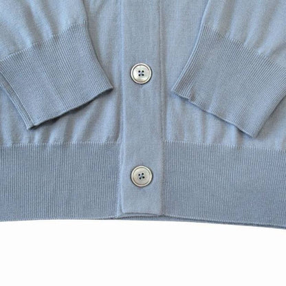 Hermes Wool Knit Cardigan Top Long Sleeve Logo Lightweight S Light Blue