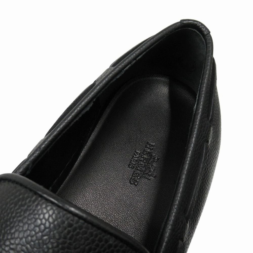 Hermes Ecute Tassel Loafers Slip on Sneakers Shoes Leather 41.5 Black