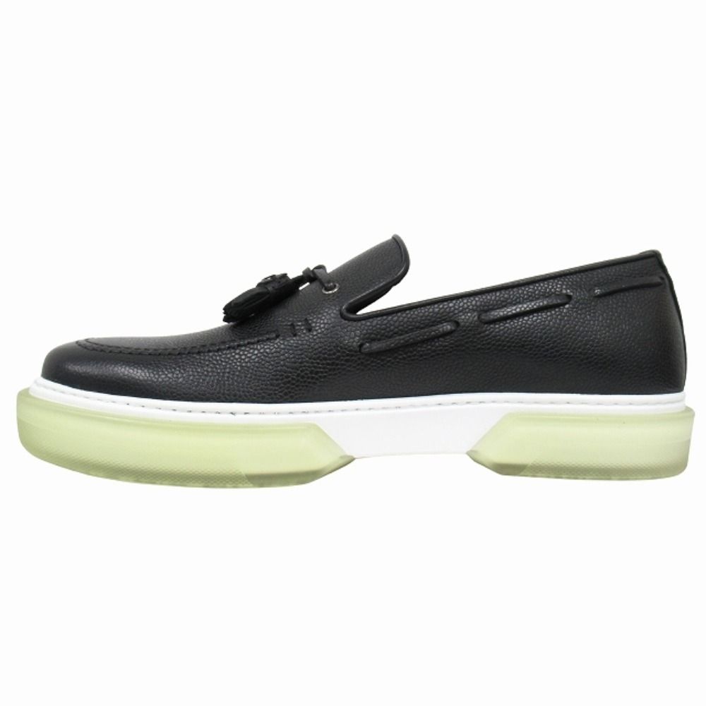 Hermes Ecute Tassel Loafers Slip on Sneakers Shoes Leather 41.5 Black