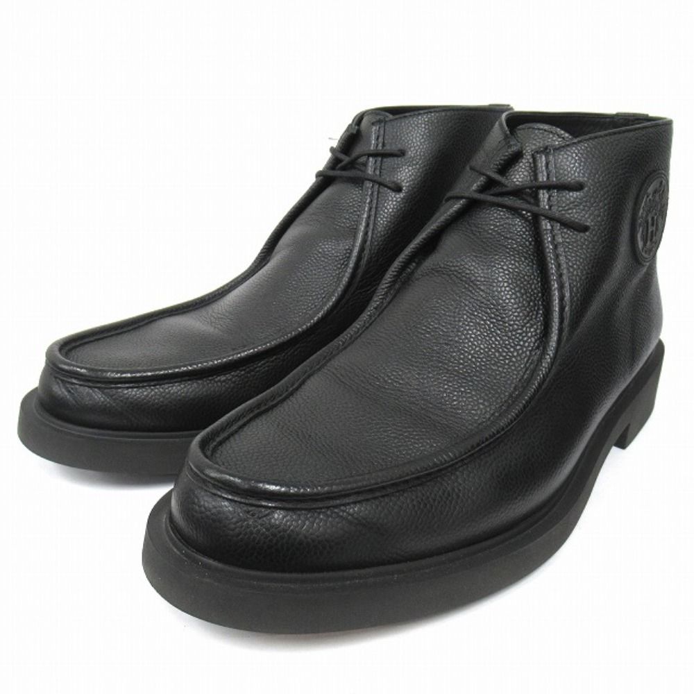 Hermes Hafie Exlibris Short Boots Shoes Leather 43 Black