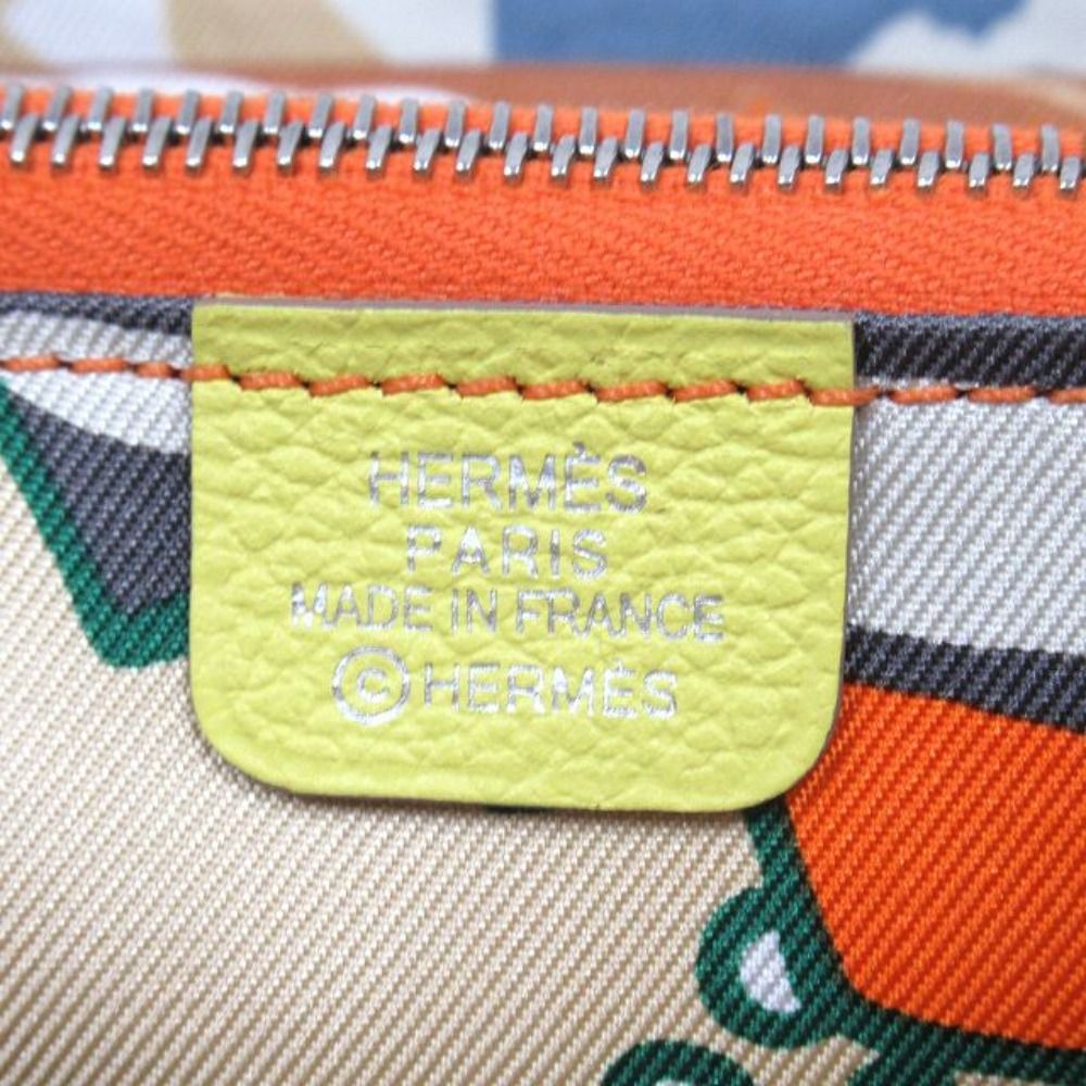 Hermes Azap Silk in Compact Wallet Round Color Leather Silver Lime Orange