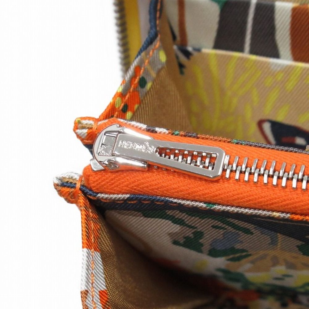 Hermes Azap Silk in Compact Wallet Round Color Leather Silver Lime Orange