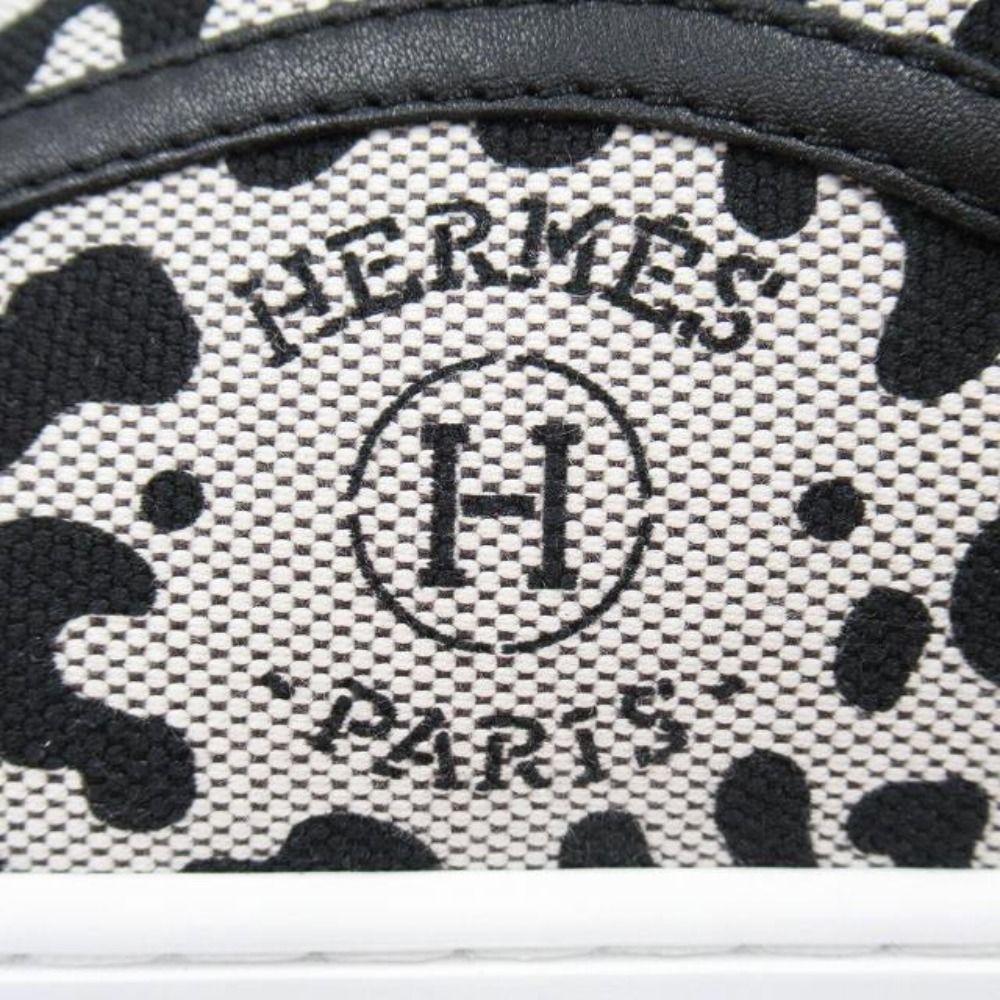 Hermes Get Sneakers Toile H-unprime Leather Stencil Logo Leopard 41 Prue