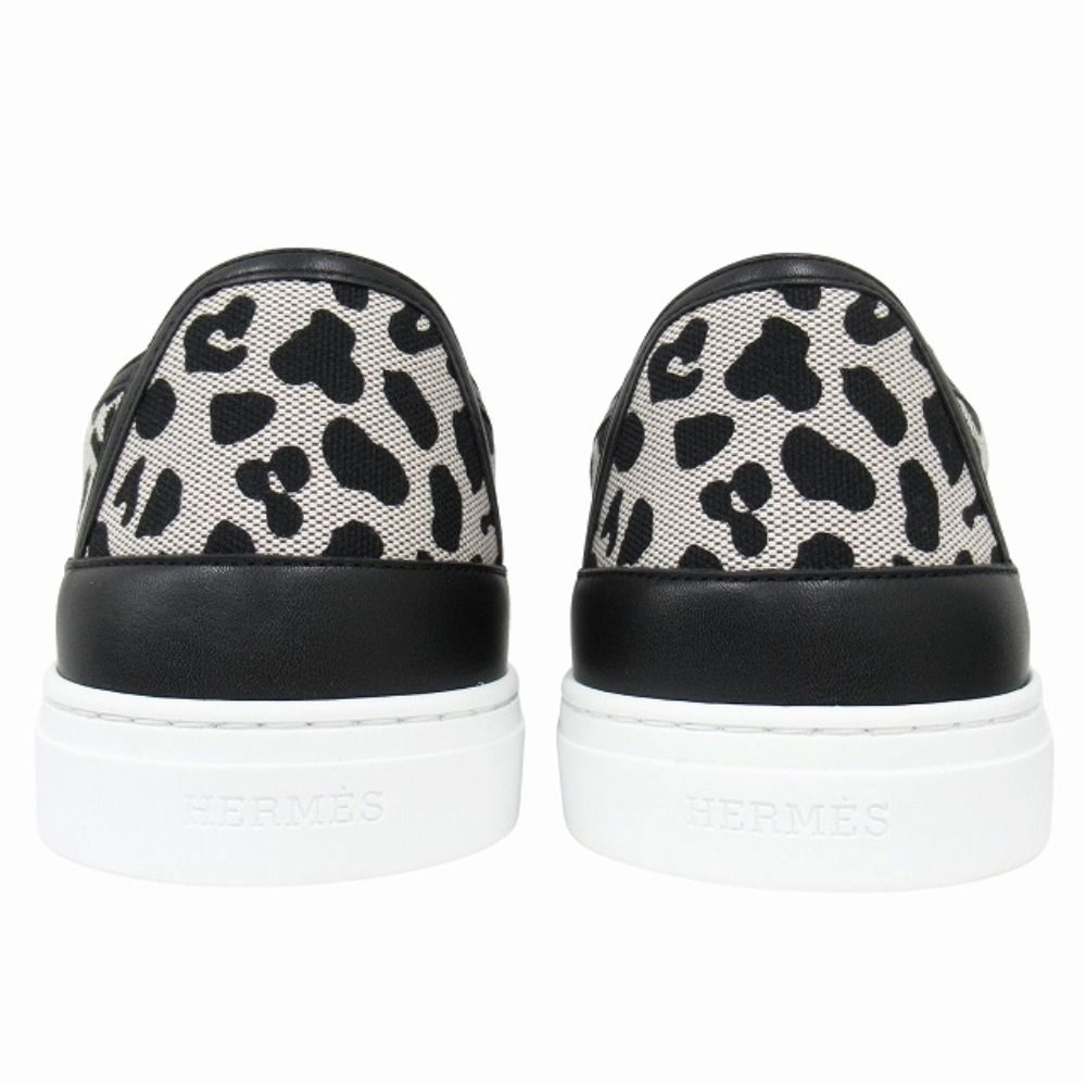 Hermes Get Sneakers Toile H-unprime Leather Stencil Logo Leopard 41 Prue