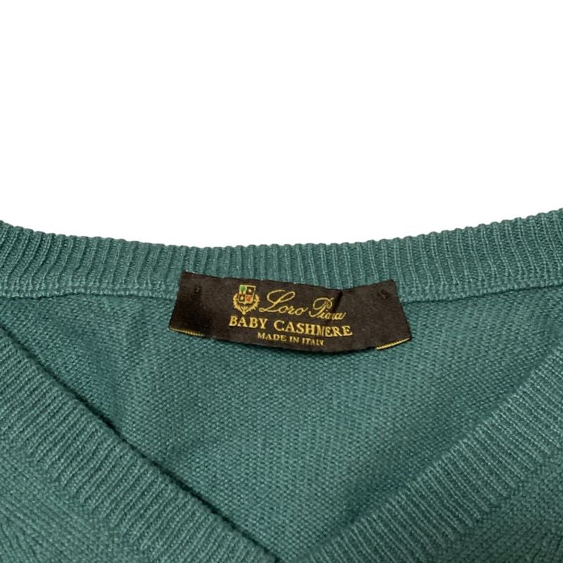 Loro Piana Baby Cashmere 100% V-neck Knit Top Green Sweater