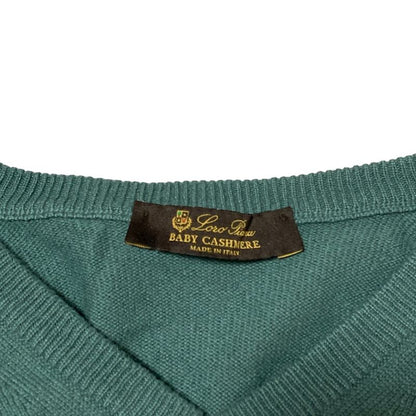 Loro Piana Baby Cashmere 100% V-neck Knit Top Green Sweater