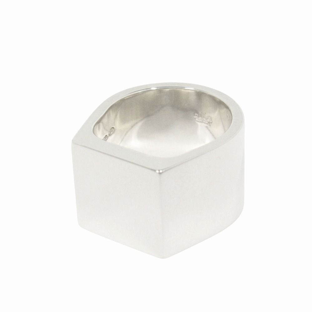 Gucci Polished Square Signet Wide Ring Seal Stand Silver