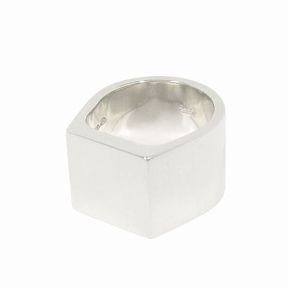 Gucci Polished Square Signet Wide Ring Seal Stand Silver