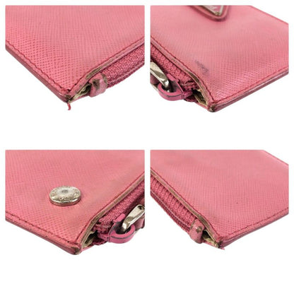 Prada Saffiano Pink Silver Leather Coin Purse