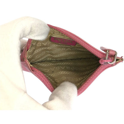Prada Saffiano Pink Silver Leather Coin Purse