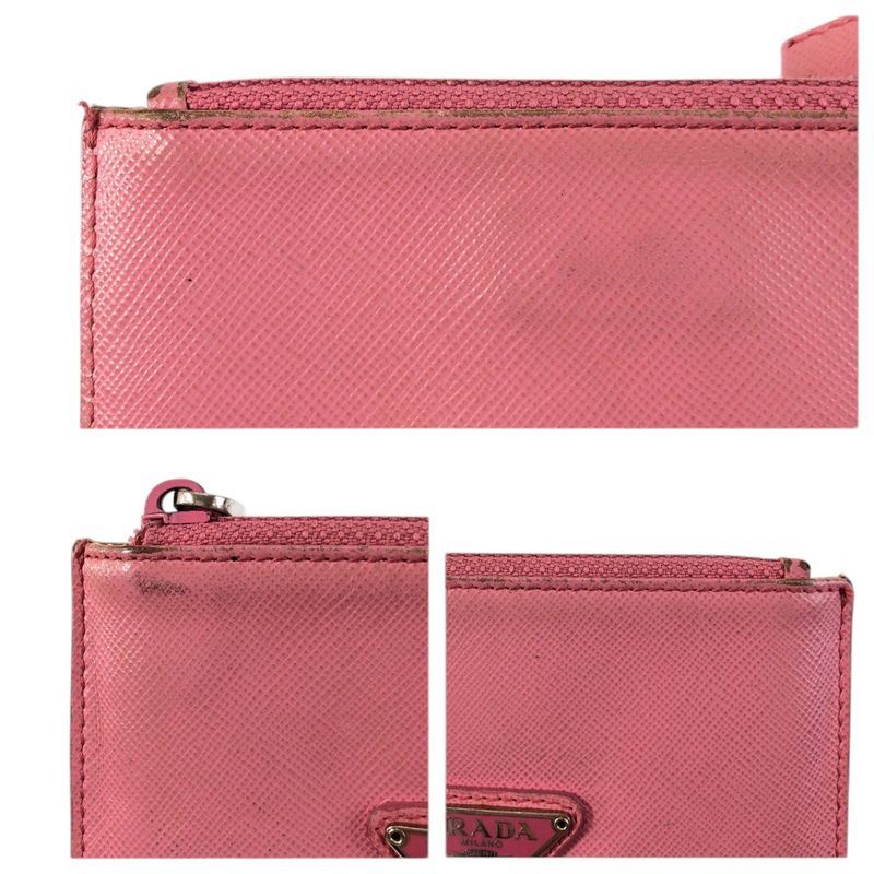 Prada Saffiano Pink Silver Leather Coin Purse