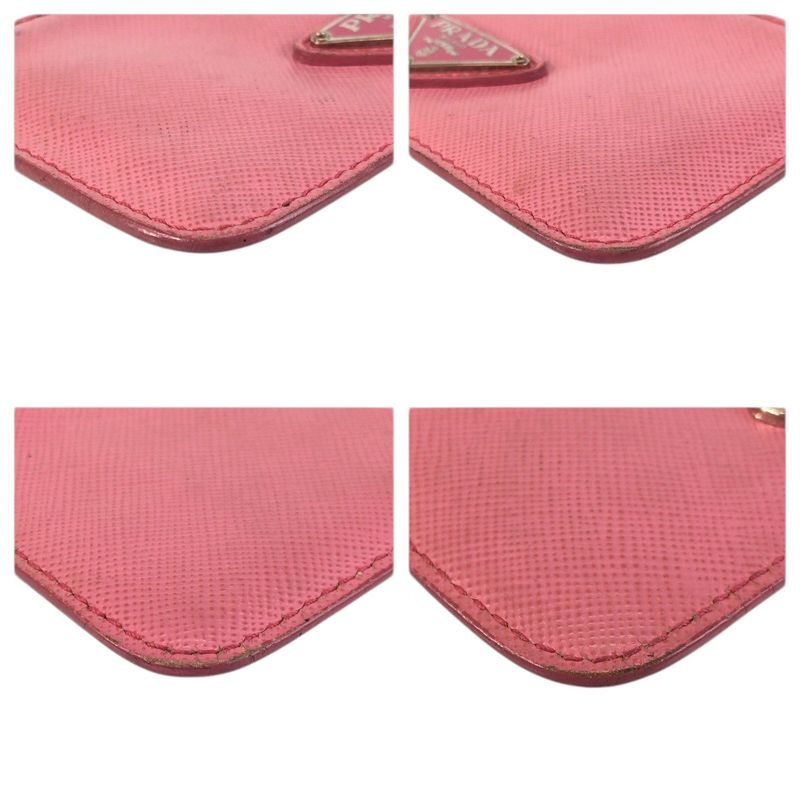 Prada Saffiano Pink Silver Leather Coin Purse