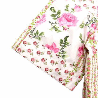 Dior Rose Patchwork Shirt Top Blouse Short Sleeve Logo Floral Pattern Jandal 40