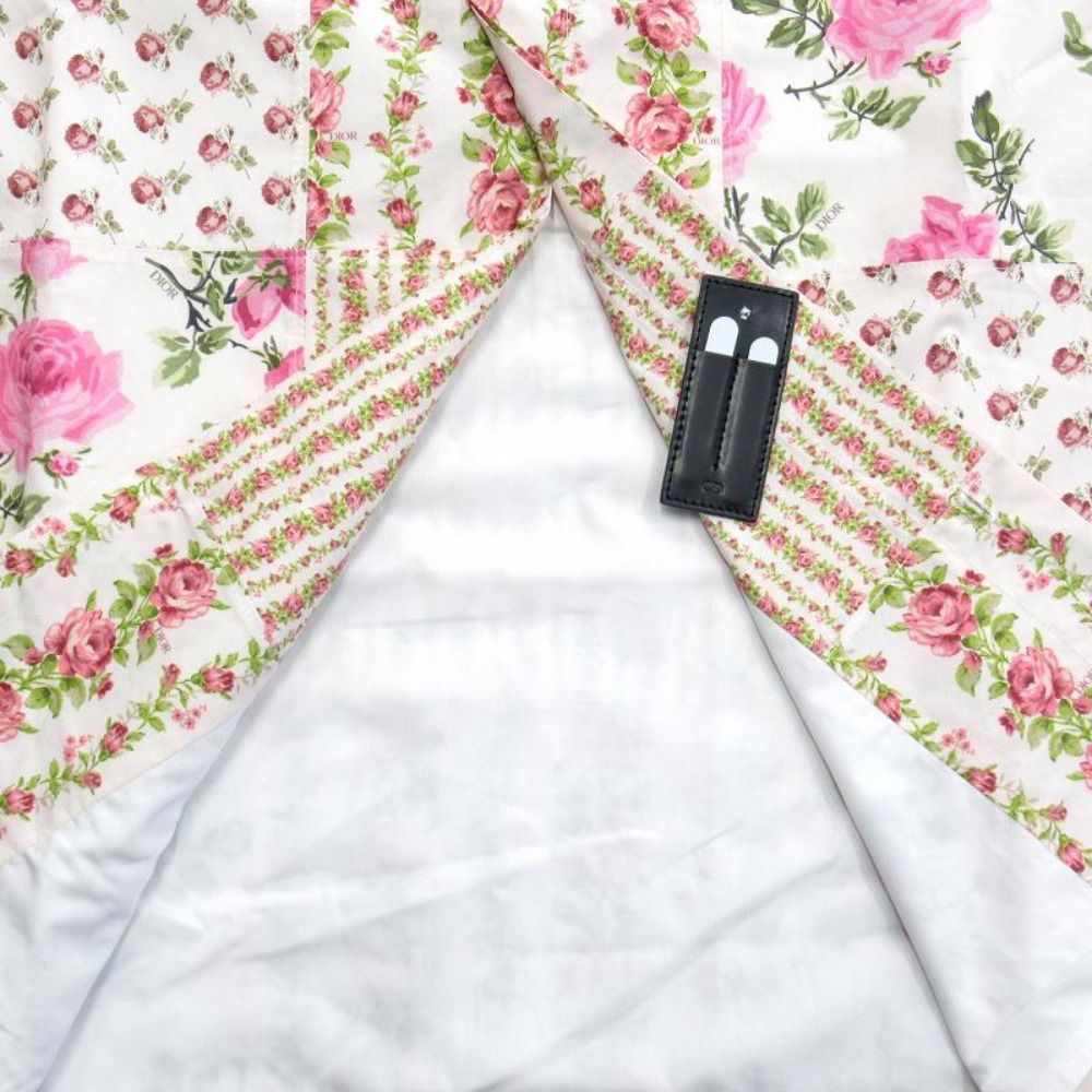 Dior Rose Patchwork Shirt Top Blouse Short Sleeve Logo Floral Pattern Jandal 40