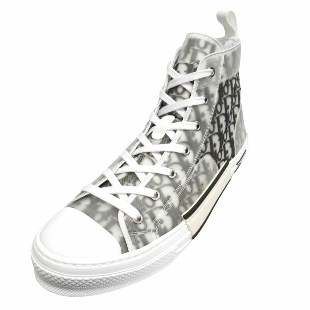Dior Oak High Top Sneakers Shoes Cut Trotter Logo Technical Fabric 45 White