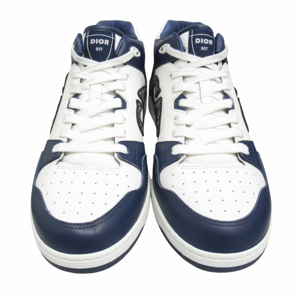 Dior Dribble Mid Top Leather Sneakers Cdlogo Blue Jacquard Trotter Shoes