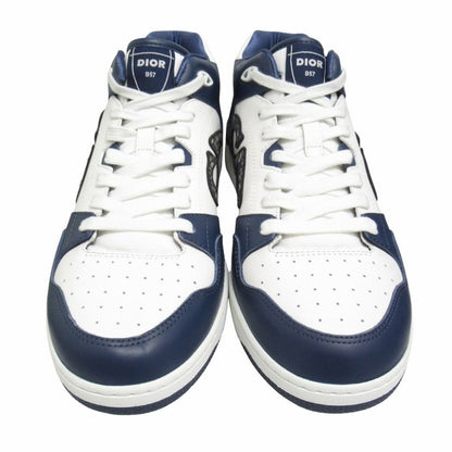 Dior Dribble Mid Top Leather Sneakers Cdlogo Blue Jacquard Trotter Shoes
