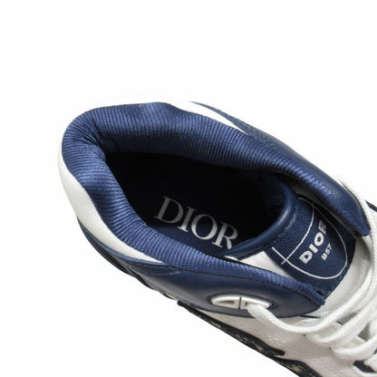Dior Dribble Mid Top Leather Sneakers Cdlogo Blue Jacquard Trotter Shoes