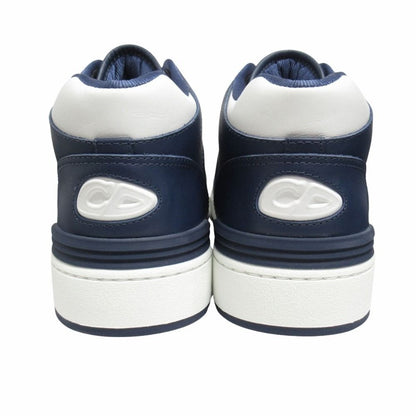 Dior Dribble Mid Top Leather Sneakers Cdlogo Blue Jacquard Trotter Shoes