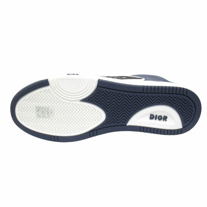 Dior Dribble Mid Top Leather Sneakers Cdlogo Blue Jacquard Trotter Shoes