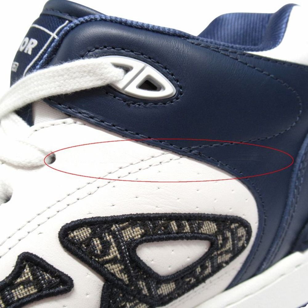 Dior Dribble Mid Top Leather Sneakers Cdlogo Blue Jacquard Trotter Shoes