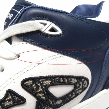 Dior Dribble Mid Top Leather Sneakers Cdlogo Blue Jacquard Trotter Shoes