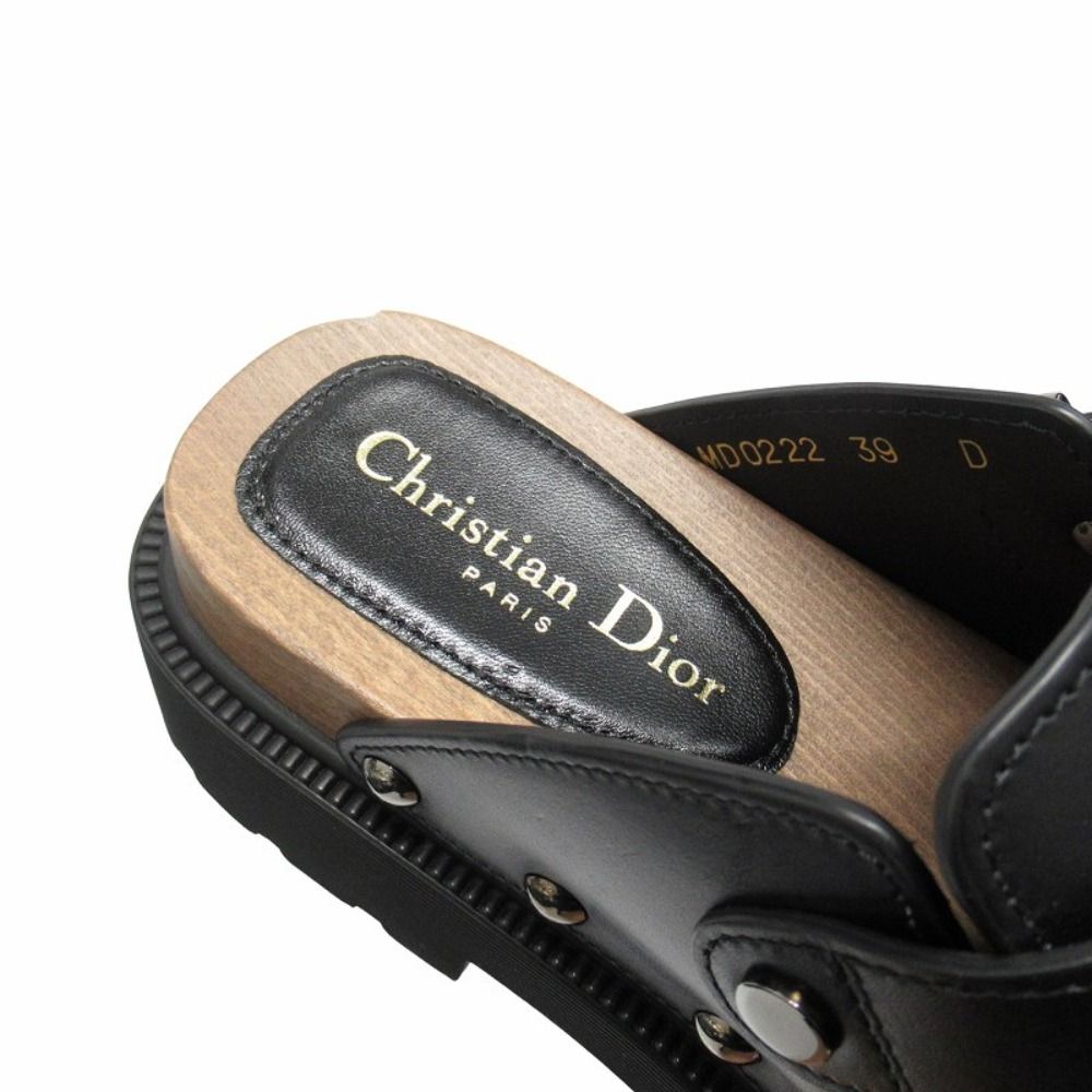 Dior Quake Leather Clog Sandals Sabot Platform 39 Black