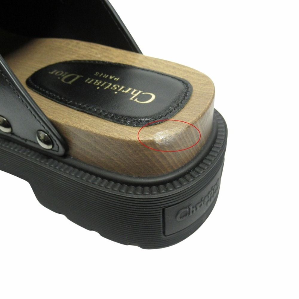 Dior Quake Leather Clog Sandals Sabot Platform 39 Black