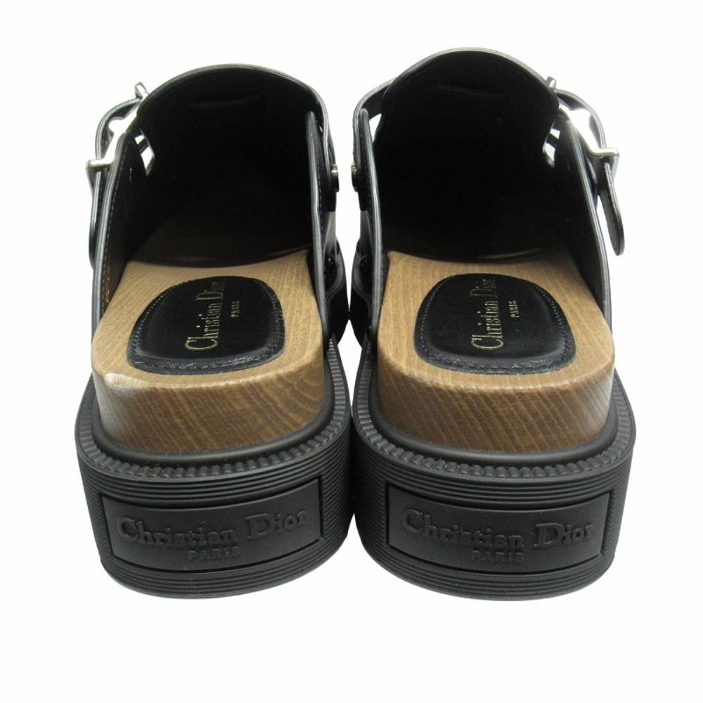 Dior Quake Leather Clog Sandals Sabot Platform 39 Black