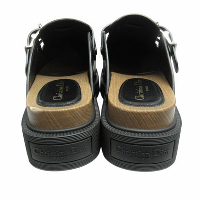 Dior Quake Leather Clog Sandals Sabot Platform 39 Black