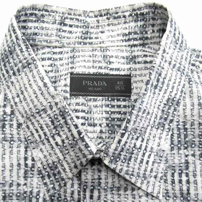 Prada All Over Pattern Dot Shirt Top Blouse Long Sleeve 40 15 3 4 White Black