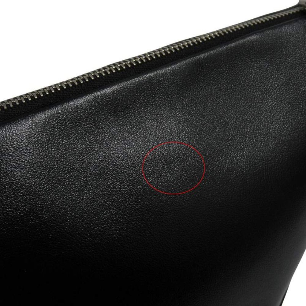 Prada Triangle Leather Shoulder Bag with Mini Pouch Crossbody Logo Black Silver