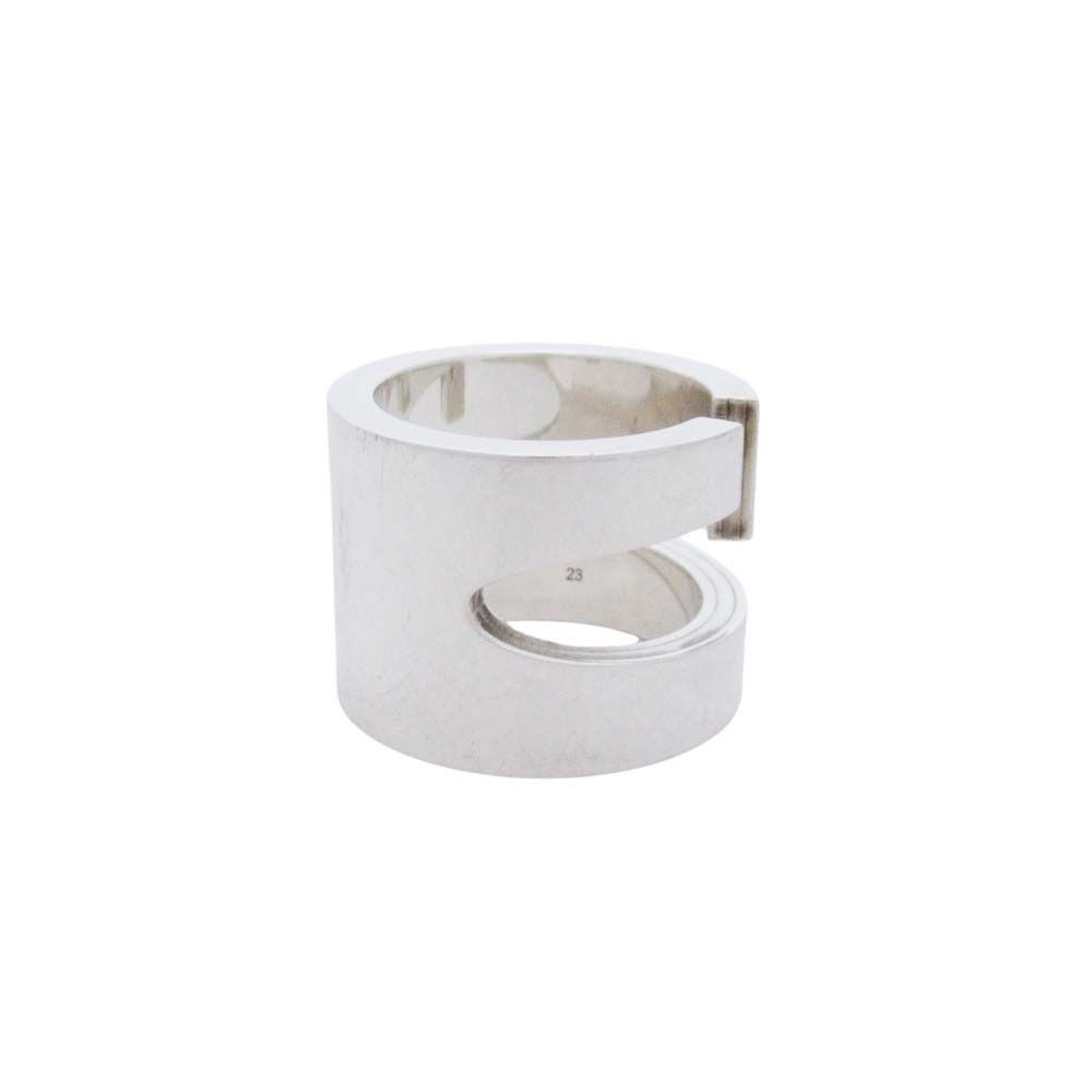 Gucci Cutout Wide Ring Logo Silver