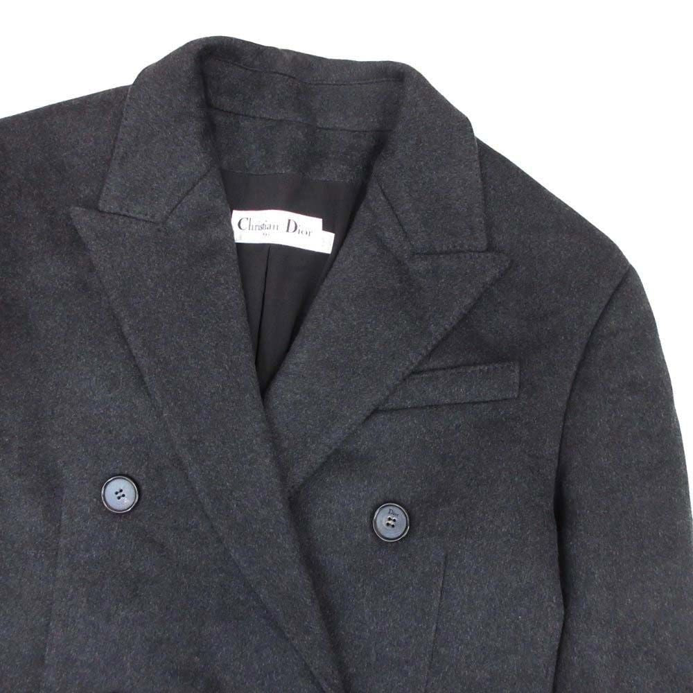 Dior Cashmere Melton Star Coat Double Peaked Lapel 36 Dark Gray
