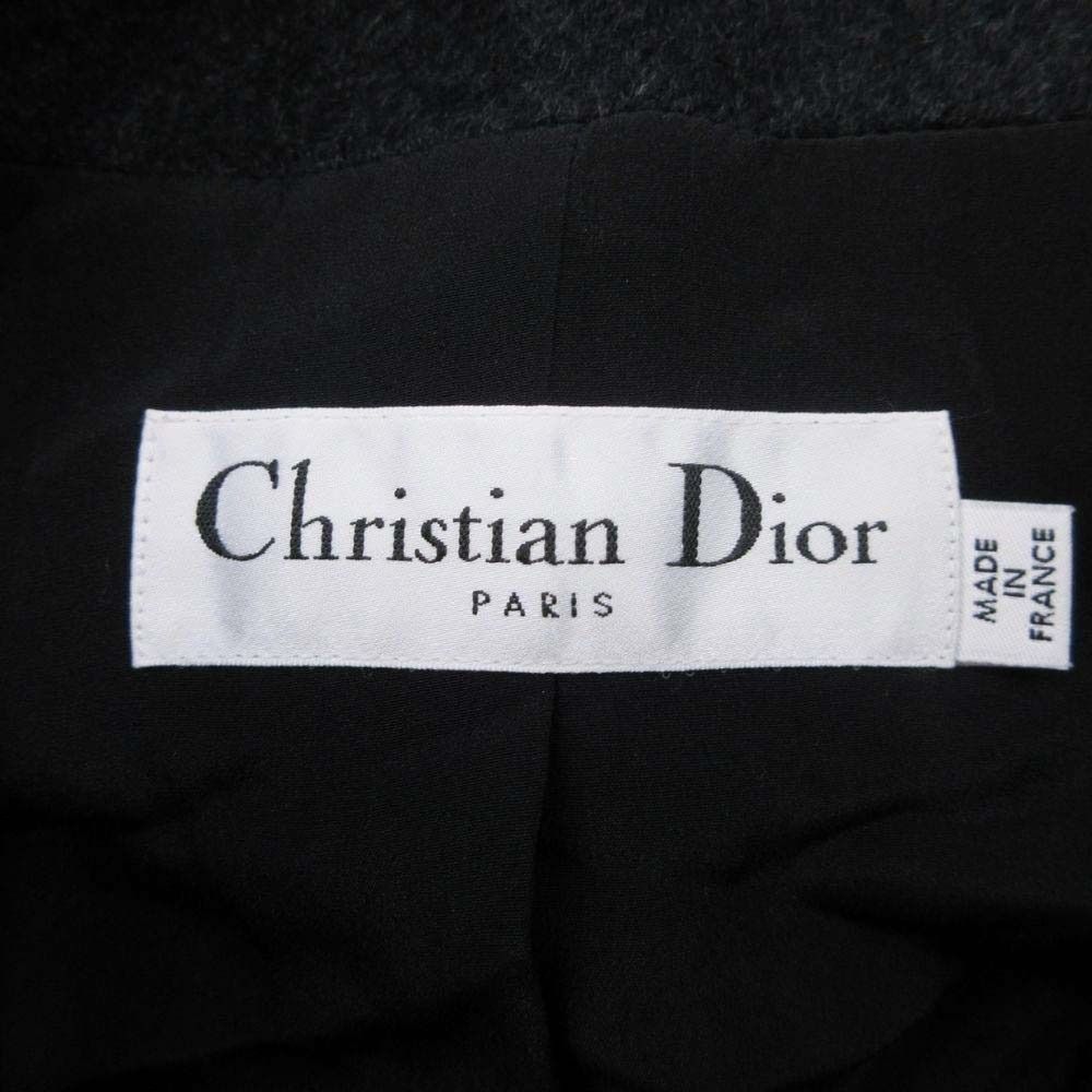Dior Cashmere Melton Star Coat Double Peaked Lapel 36 Dark Gray