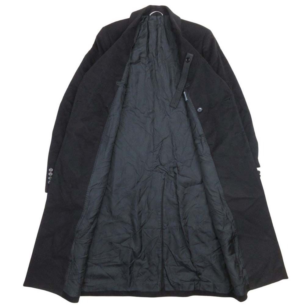 Dior Homme Cashmere Double Breasted Chesterfield Coat Peaked Lapel 48 Black