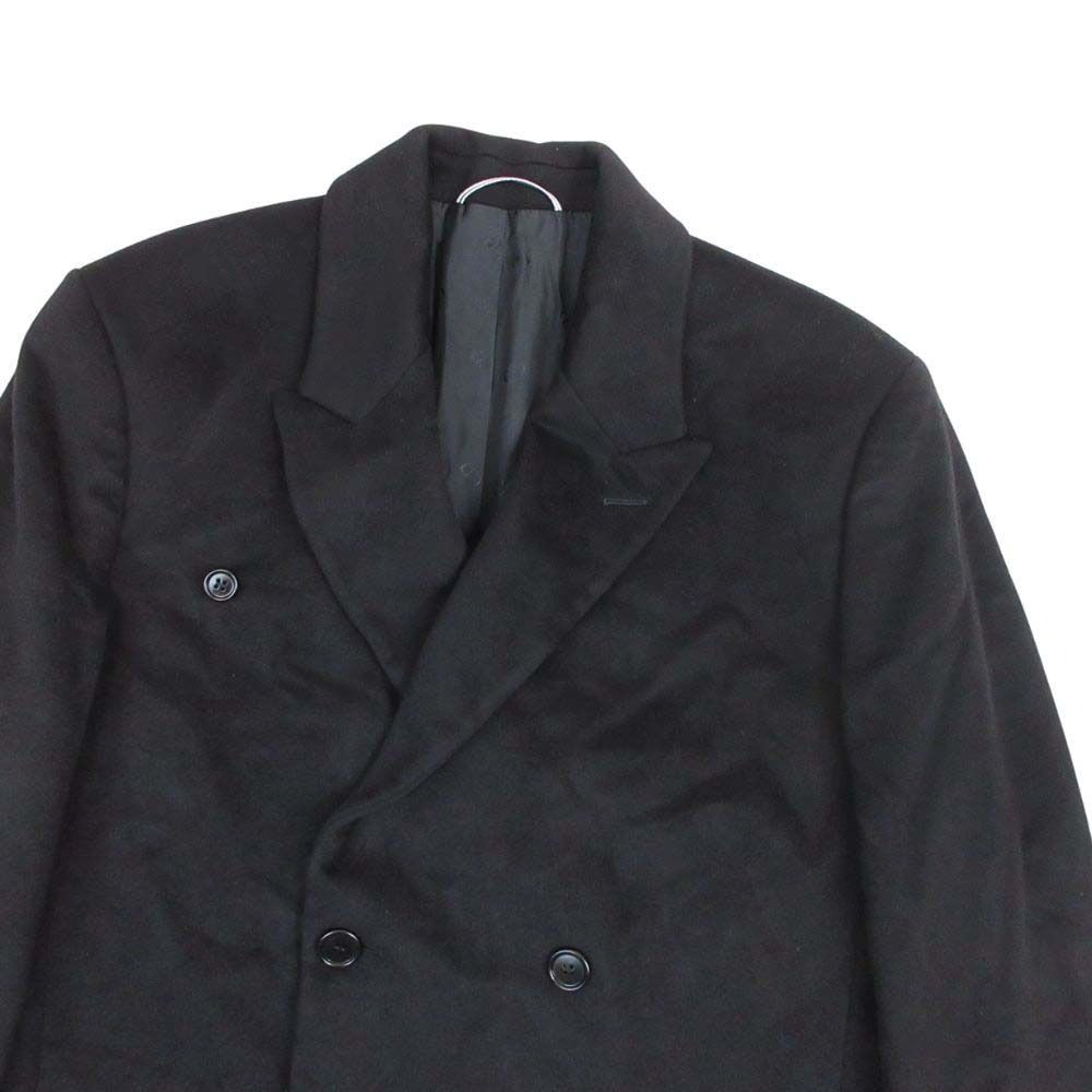 Dior Homme Cashmere Double Breasted Chesterfield Coat Peaked Lapel 48 Black