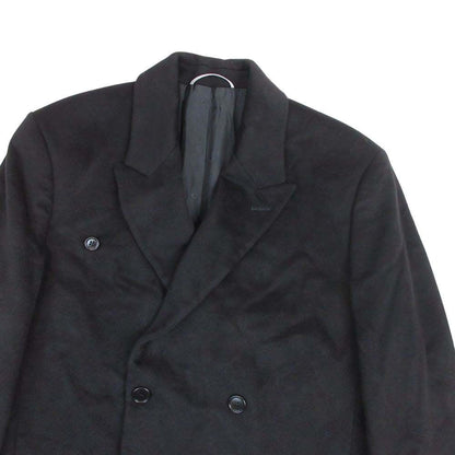 Dior Homme Cashmere Double Breasted Chesterfield Coat Peaked Lapel 48 Black