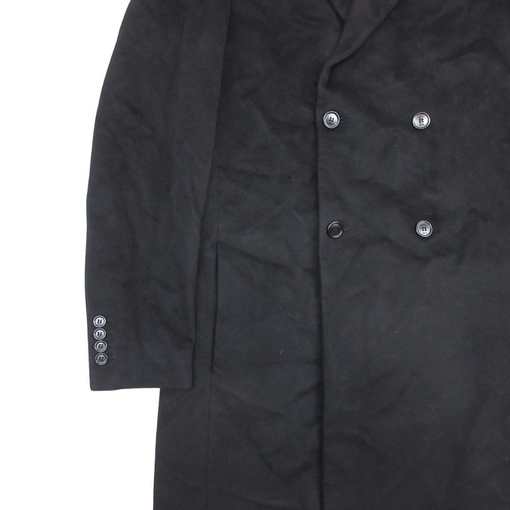 Dior Homme Cashmere Double Breasted Chesterfield Coat Peaked Lapel 48 Black